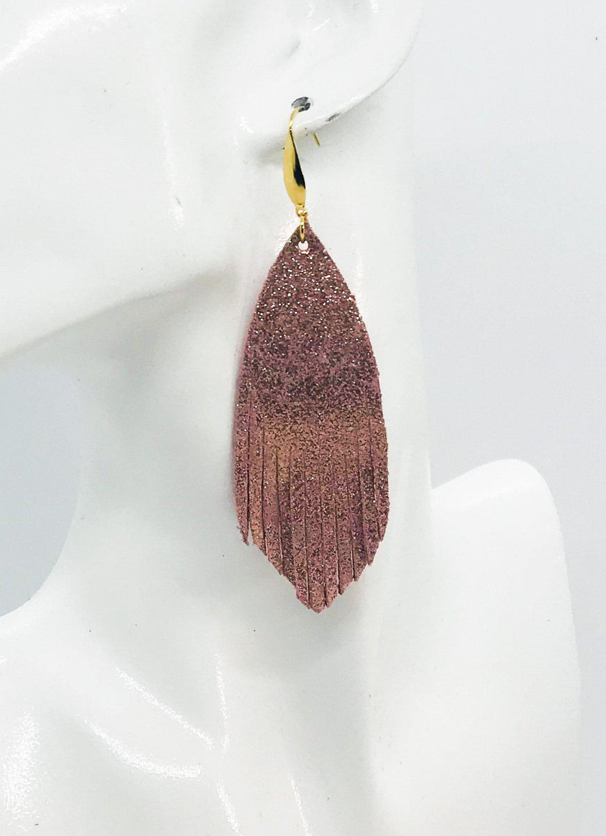 Rose Gold and White Crackle Leather Earrings (additional styles