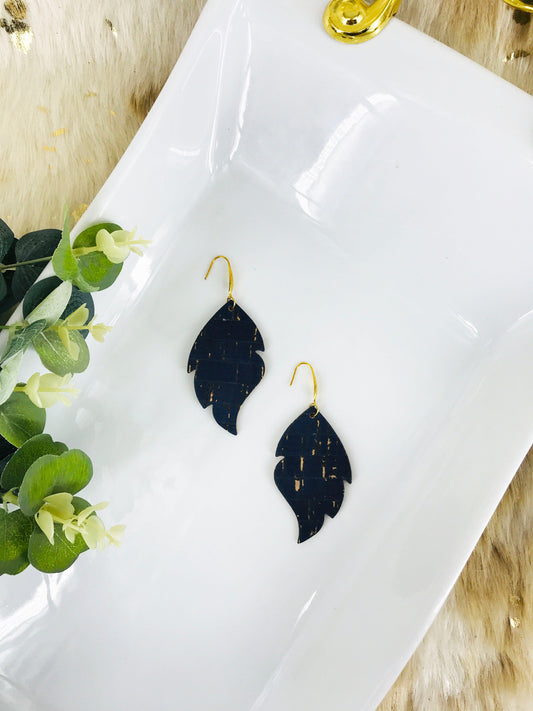 Navy Cork Leather Earrings - E19-1007