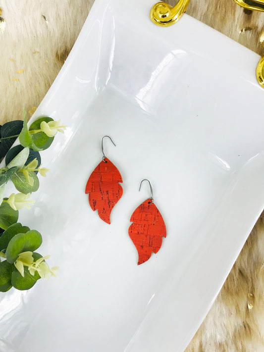 Salmon Cork Leather Earrings - E19-1010