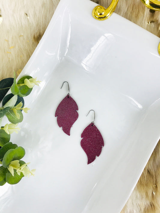 Dark Raspberry Dazzle Leather Earrings - E19-1014