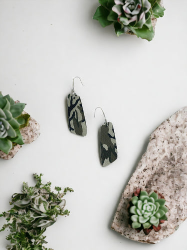 Jungle Gray Camo Leather Earrings - E19-1036