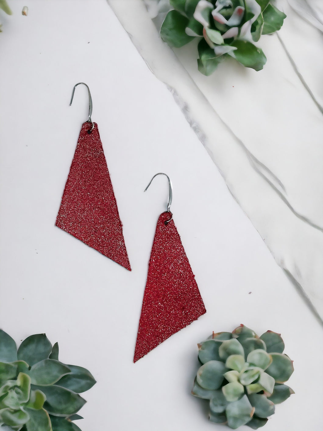 Crimson Dazzle Leather Earrings - E19-1048