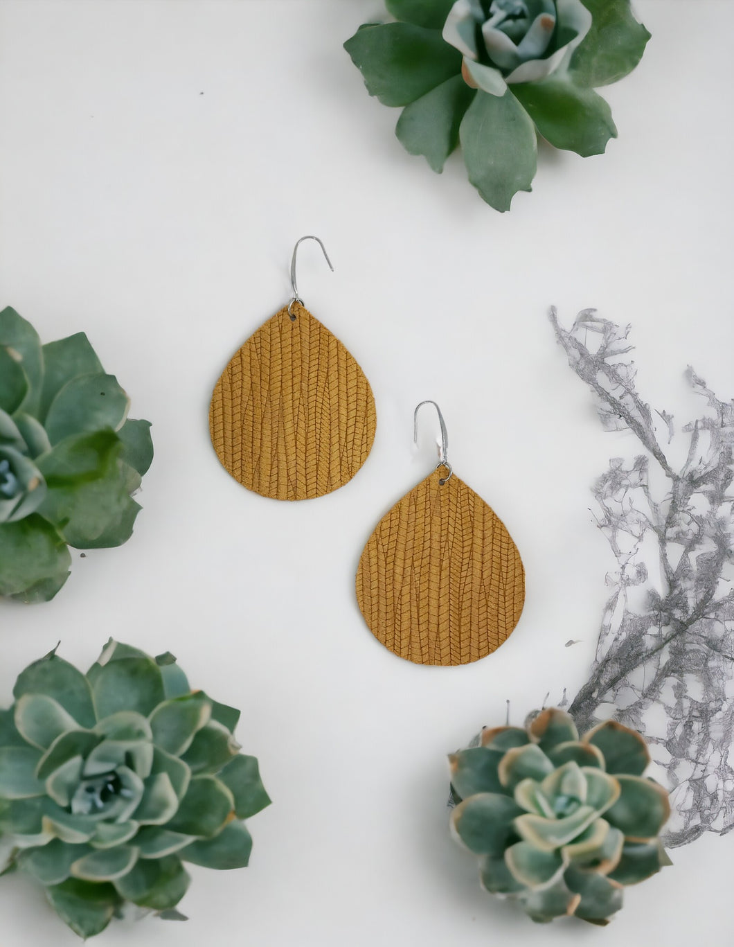 Dijon Mustard Leather Earrings - E19-1051