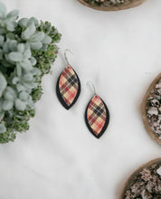 Load image into Gallery viewer, Black and Plaid Leather Earrings - E19-1067