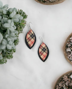 Black and Plaid Leather Earrings - E19-1067