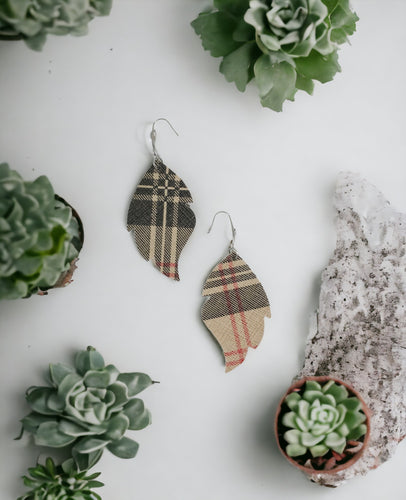 Preppy Plaid Leather Earrings - E19-1084