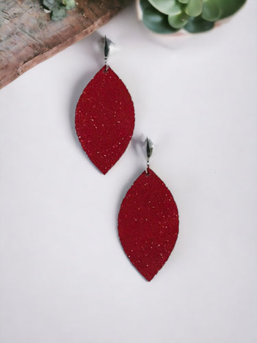 Crimson Dazzle Leather Earrings - E19-1098