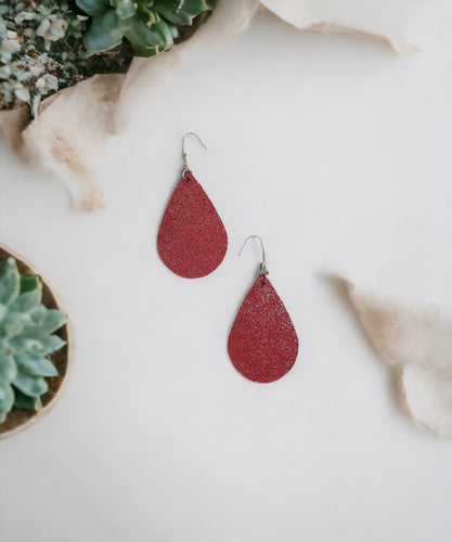 Crimson Dazzle Leather Earrings - E19-1102