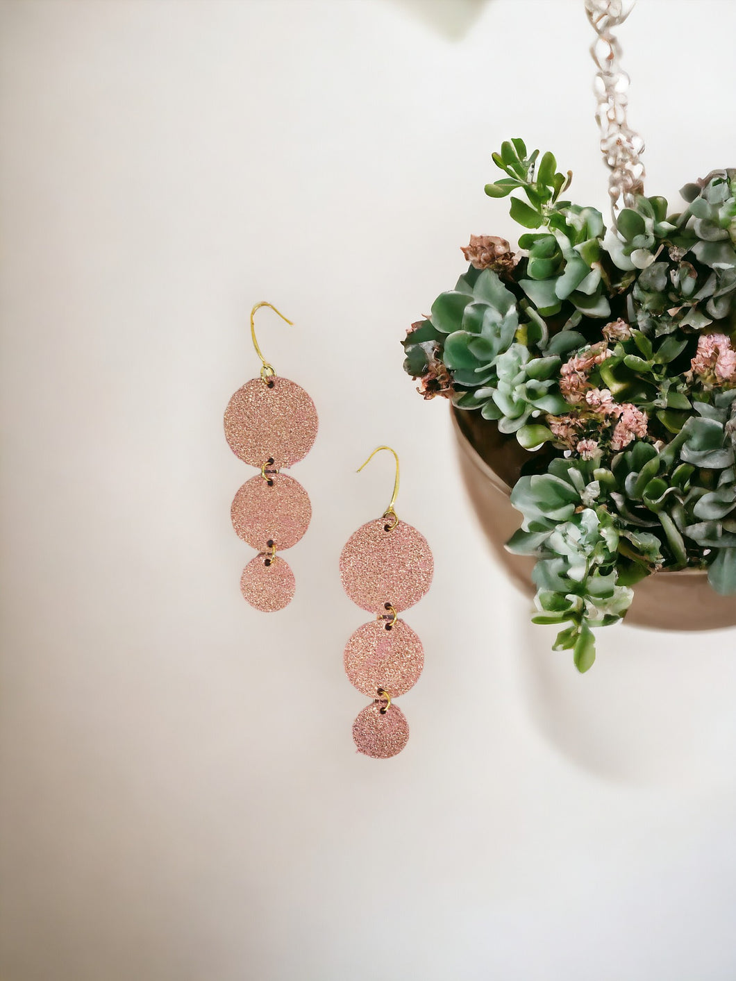 Rose Gold Leather Earrings - E19-1111