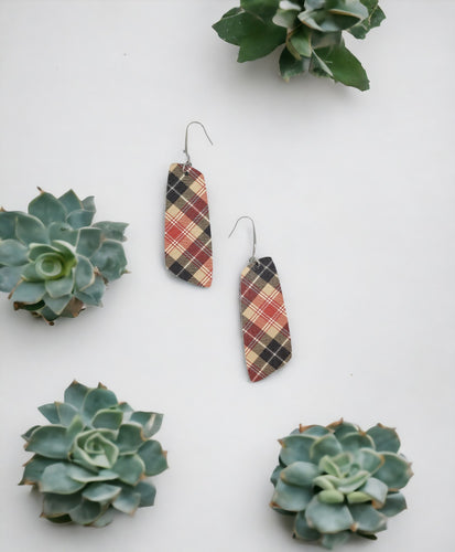 Tartan Plaid Leather Earrings - E19-1158