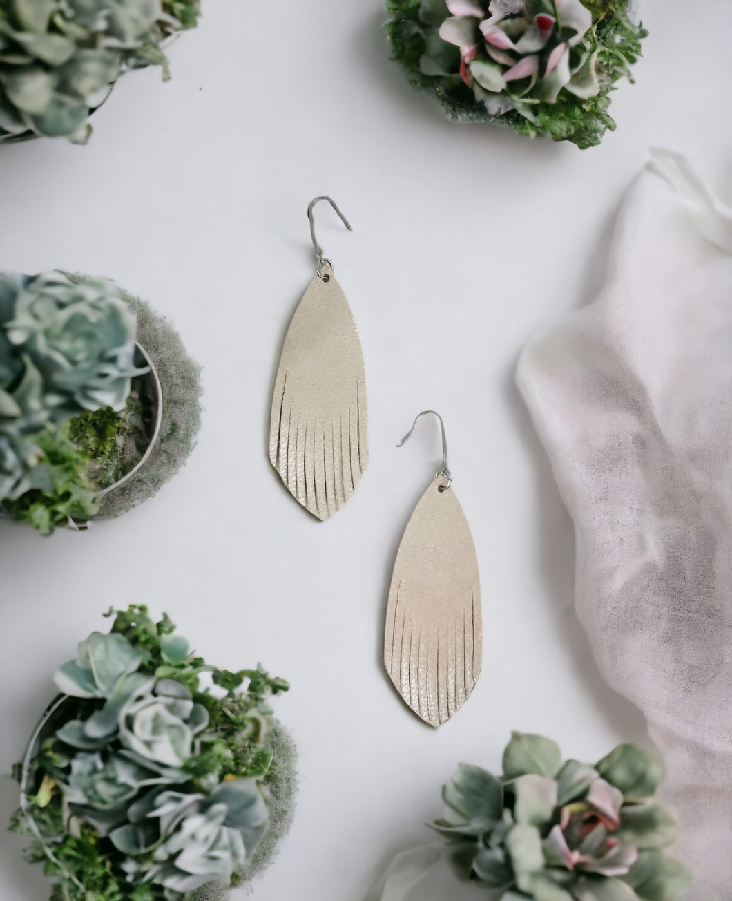 Champagne Leather Earrings - E19-1170