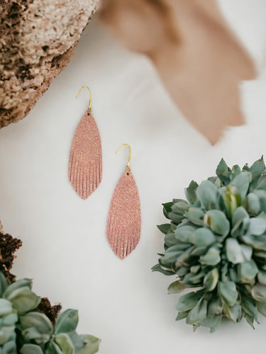 Rose Gold Leather Earrings - E19-1204