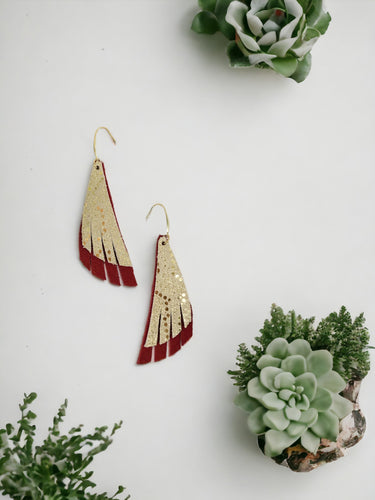 Red Suede and Mystic Gold Leather Earrings - E19-1207