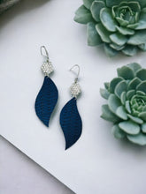 Load image into Gallery viewer, Blue Italian Fishtail Leather Earrings - E19-1211