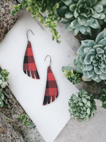 Mini Buffalo Plaid Leather Earrings - E19-1212