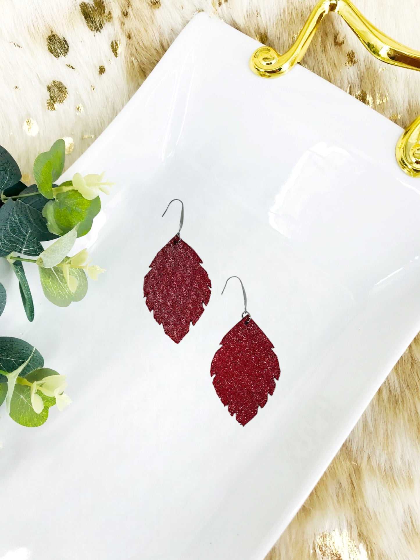 Crimson Dazzle Leather Earrings - E19-1216