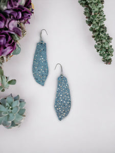 Exotic Teal Stingray Leather Earrings - E19-1222