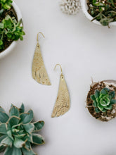 Load image into Gallery viewer, Gold on Beige Metallic Leather Earrings - E19-1227