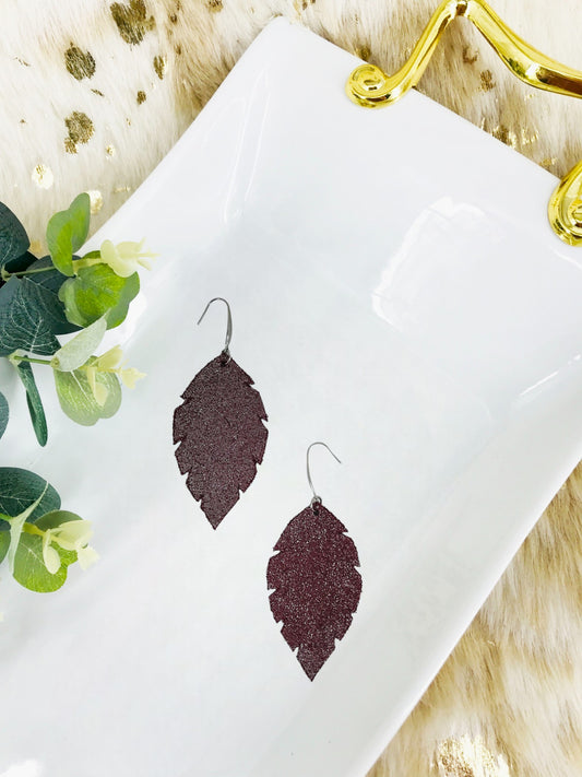 Dark Raspberry Leather Earrings - E19-1229