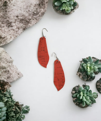 Salmon Cork Leather Earrings - E19-1251