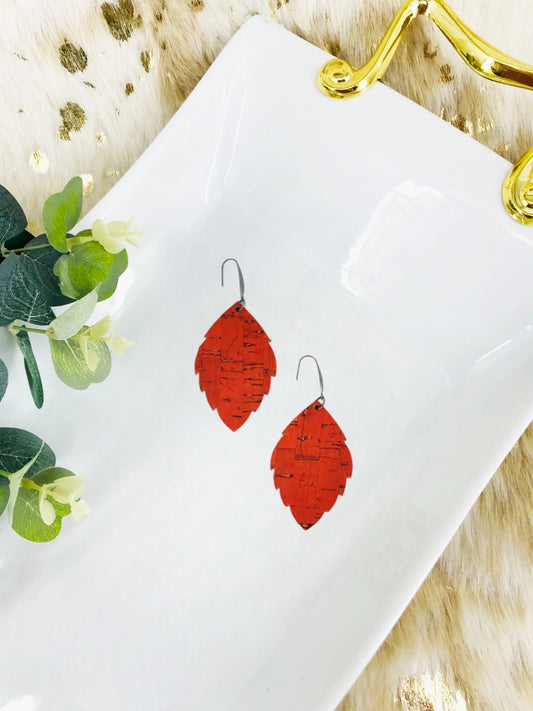 Salmon Cork Leather Earrings - E19-1260