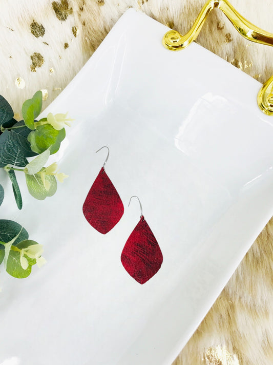 Marbled Red Leather Earrings - E19-1267