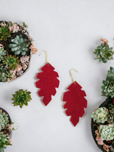 Red Suede Leather Earrings - E19-1286