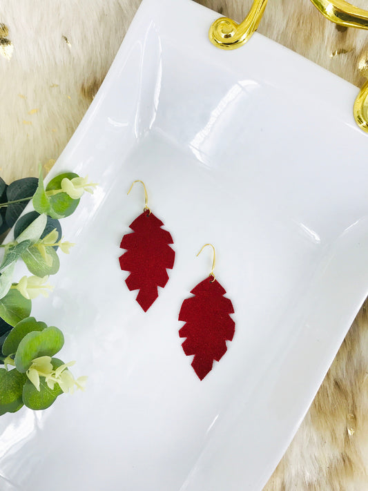 Red Suede Leather Earrings - E19-1286