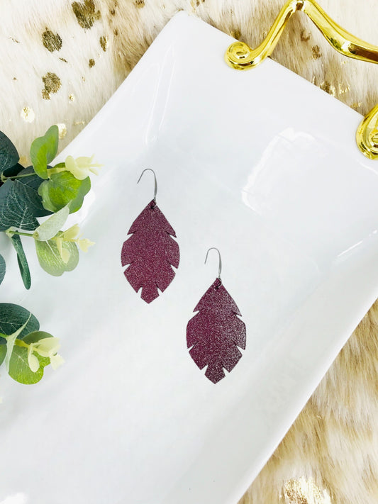 Deep Raspberry Dazzle Leather Earrings - E19-1287