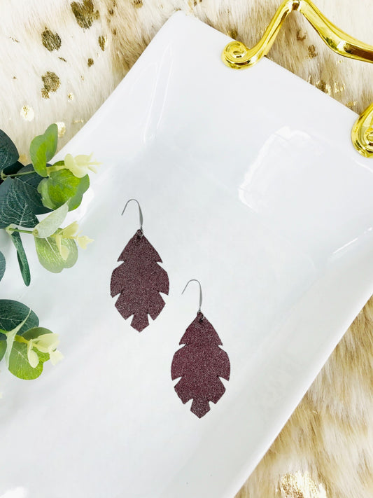 Dark Raspberry Dazzle Leather Earrings - E19-1299