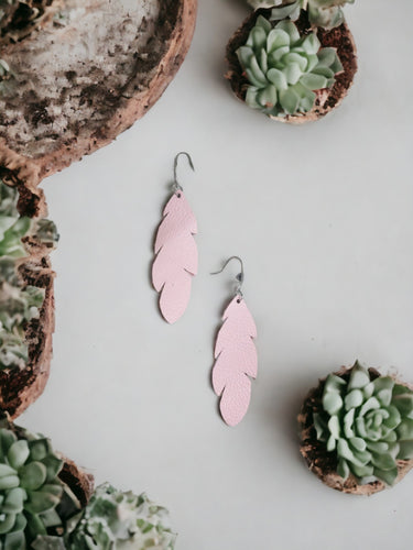 Baby Pink Genuine Leather Earrings - E19-1313