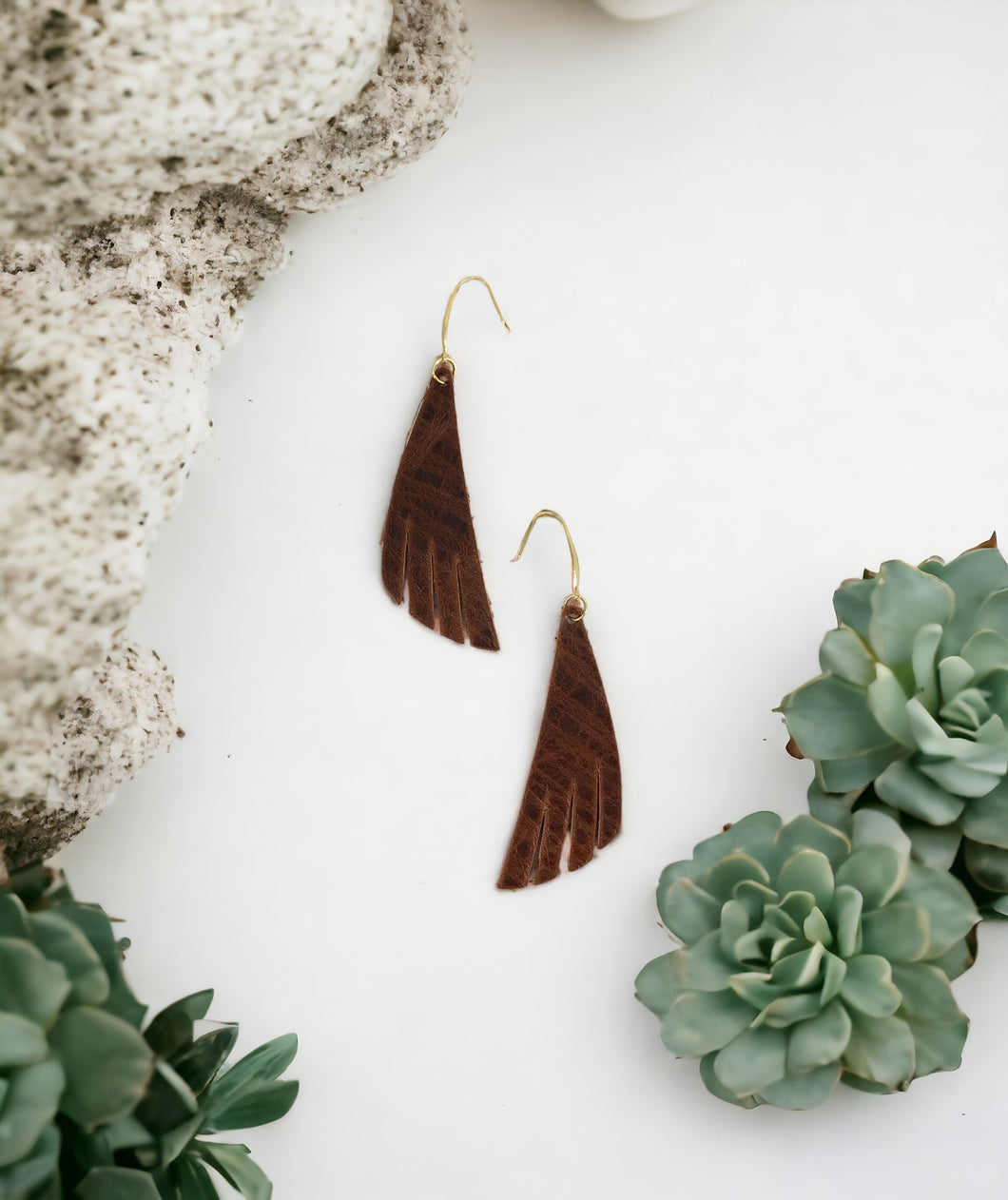 Whisky Brown Leather Earrings - E19-1322