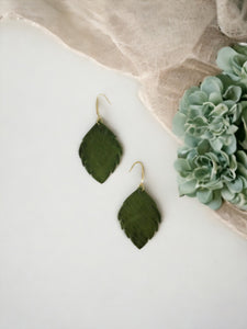 Green Genuine Leather Earrings - E19-1323