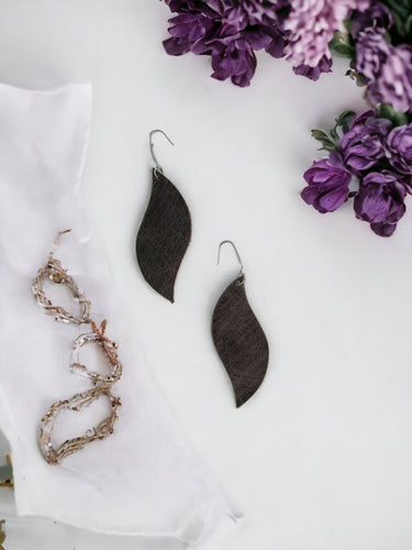 Brown Metallic Leather Earrings - E19-1326