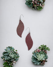 Load image into Gallery viewer, Dark Raspberry Dazzle Leather Earrings - E19-1328