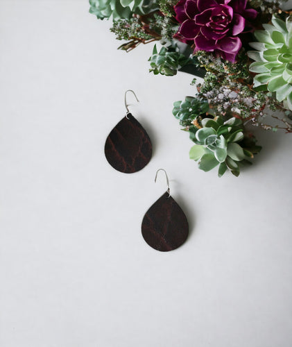 Maroon Elephant Leather Earrings - E19-1343