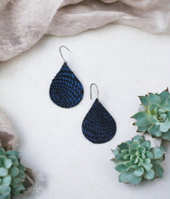 Load image into Gallery viewer, Royal Blue Metallic Leather Earrings - E19-1359