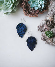 Load image into Gallery viewer, Royal Blue Metallic Leather Earrings - E19-1361