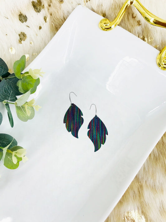 Rainbow Striped Leather Earrings - E19-1386