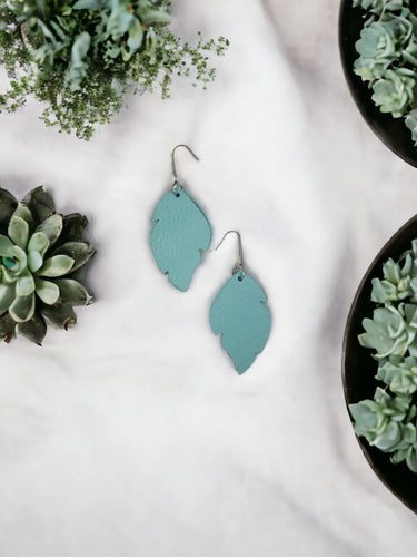 Aqua Genuine Leather Earrings - E19-1389