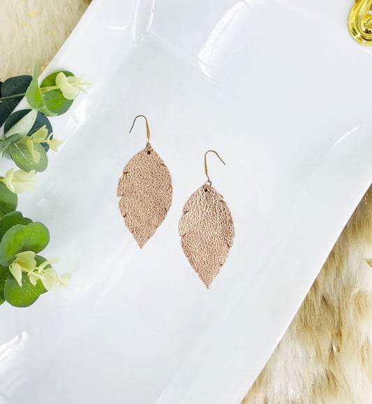 Metallic Rose Gold Leather Earrings - E19-1391