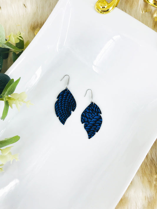 Royal Blue Metallic Leather Earrings - E19-1394