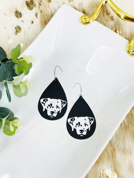 Dalmatian Themed Leather Earrings - E19-1403