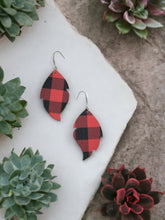 Load image into Gallery viewer, Mini Buffalo Plaid Leather Earrings - E19-1410