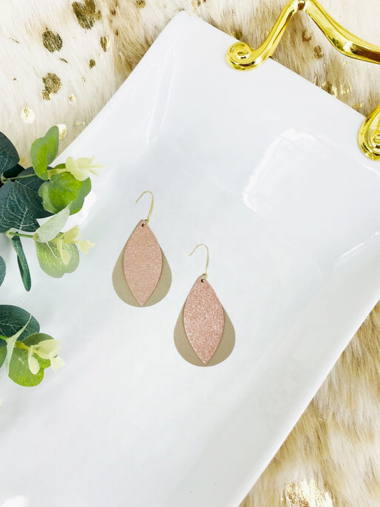 Metallic Gold and Rose Gold Leather Earrings - E19-1442