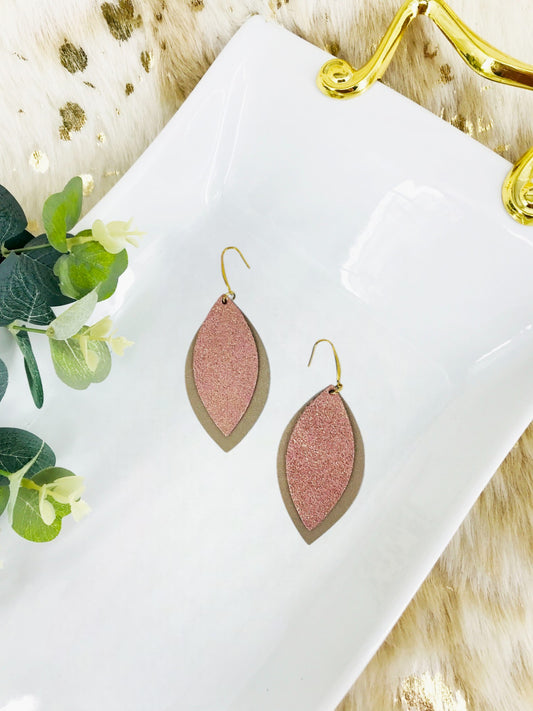 Metalic Gold and Rose Gold Leather Earrings - E19-1451