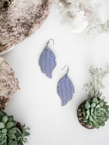 Lavender Braided Fishtail Leather Earrings - E19-1457