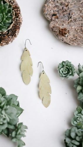 Metallic Beige Camo Leather Earrings - E19-1463