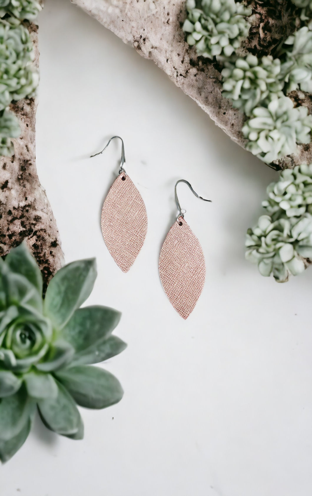 Rose Gold Weave Pattern Leather Earrings - E19-1469