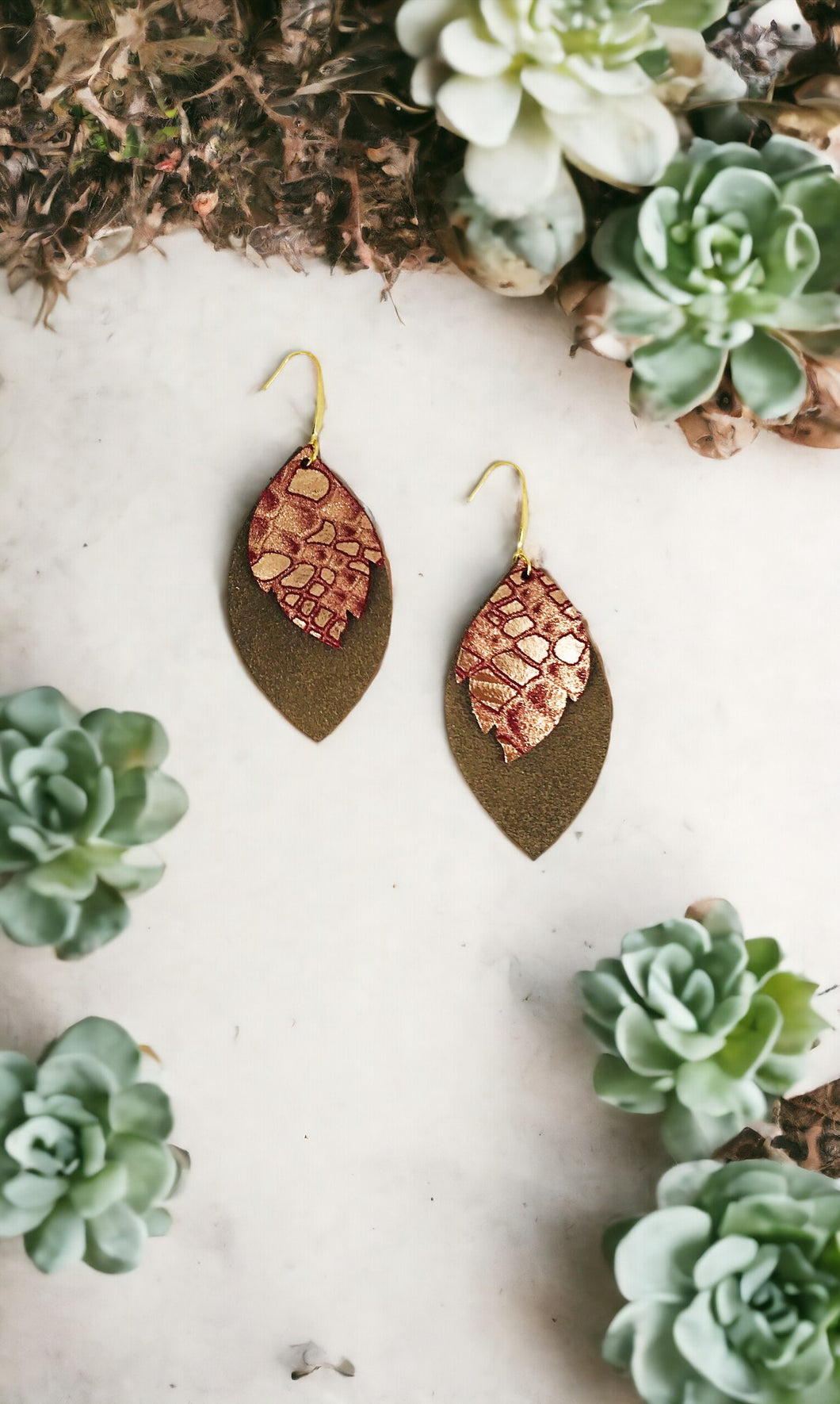 Layered Genuine Leather Earrings - E19-1472